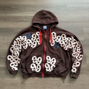 Gino Green Global Mens 3XL Hoodie Sweatshirt‎ Zip Sweater Brown 9 Skater Y2K